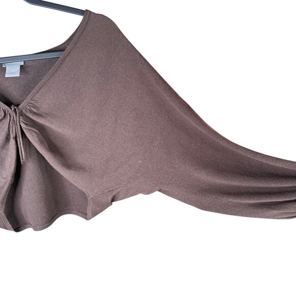 ANN TAYLOR M Tie Front Bolero Silk Blend Layering Y2K Style Minimalist Cardigan - Picture 5 of 8